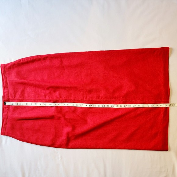 Baxter and Wells Women 12 Long Linen Blend Lined Zip Back Slit Pencil Red Skirt - Picture 9 of 10